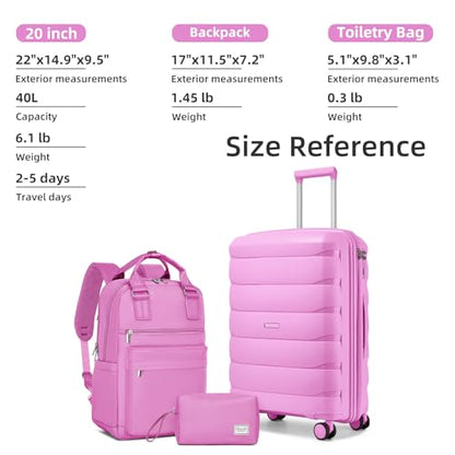 Luggage Sets 5 Pieces, Suitcase Set with Wheels, Suitcases for Women - color: Hot Pink-5pcs, style: 5 Piece Set (Backpack)