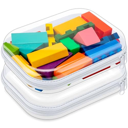 Ceenna 2 Pcs Clear Zipper Case Hard Shell Pouches,2 Medium - size: 2 Medium