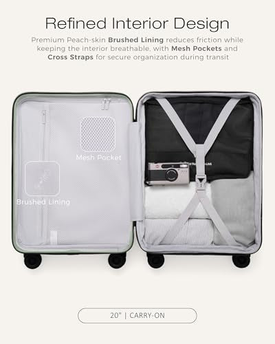 Coolife Luggage Carry-On, Lightweight PC Hardside Suitcase, 20-Inch, Black - color: Light Green, size: Carry-On 20-Inch