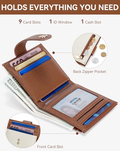 BOSTANTEN Slim Wallet Women Small RFID Blocking Credit Card Holder - color: 0-Beige＆Brown