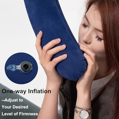 Inflatable Travel Body Pillow, Airplane Neck pillow For Long Flight - color: Navy