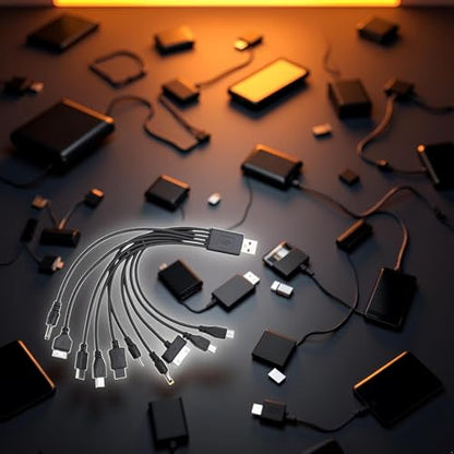 10 in 1 USB Cables - 20CM/7.87in Universal USB to Multi Plug Cell Phone Charger for Smartphones