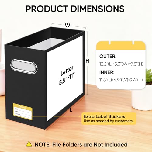 BALEINE 2PK File Organizer Box, Cardboard File Folder Organizer with Handle - color: Black, style: 2PK (Slim)