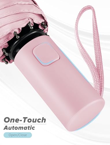 Yoobure Travel Compact Umbrellas for Rain, UV Umbrella for Sun Protection - color: Pink-Just 1pc