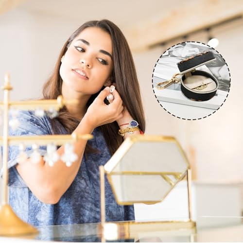 Portable Ring Keychain Holder - Brown leopard print Jewelry Holder - color: Brown leopard print