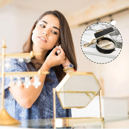 Portable Ring Keychain Holder - Brown leopard print Jewelry Holder - color: Brown leopard print