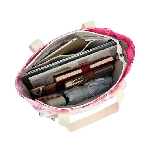 Women Tote Bag With Muti-Pockets,Lightweight Shoulder Bag,Large Capacity Handbag for Travel, Work, Gym - color: Pink Marble