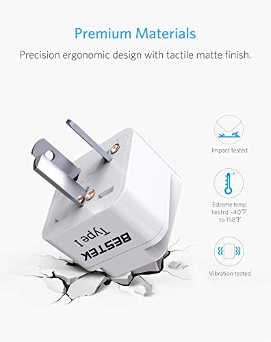 BESTEK Worldwide Travel Plug Adapter Set, Grounded Universal Power Plug Adapter for USA to US, EU, AU, UK, GE, HK and More- 8 Packs - size: Universal - Worldwide - 8-Pack