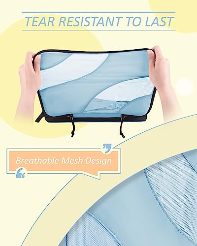 BAGSMART Compression Packing Cubes for Travel - color: Sky Blue, size: Set of 6