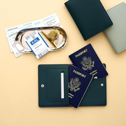carrotez Premium RFID Blocking Leather Passport Cover – Dark Green - color: Dark Green