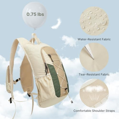 G4Free 20L Lightweight Packable Hiking Backpack for Women Men - color: Green+beige