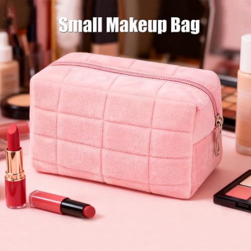 Makeup Cosmetic Bag Small Checkered Pouch Make Up Purse Bag Y2k Accessories - color: Pink