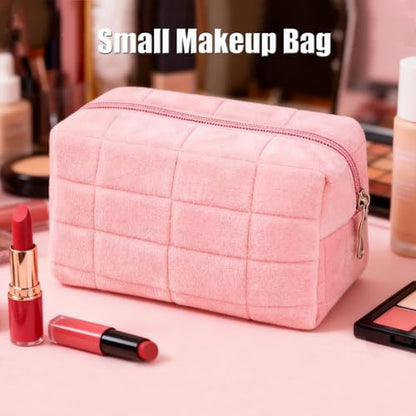 Makeup Cosmetic Bag Small Checkered Pouch Make Up Purse Bag Y2k Accessories - color: Pink
