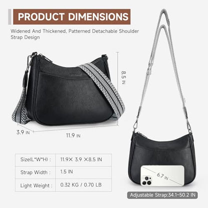 APHISON Trendy Leather Crossbody Purse, Women's Shoulder Handbag - color: Black2