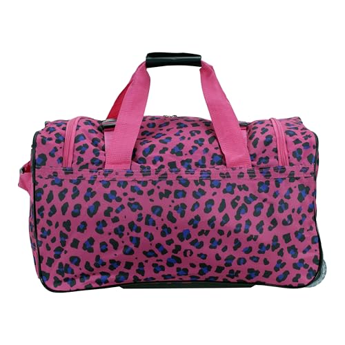 Rockland Rolling Duffel Bag, Black, 22" - color: Magenta Leopard, size: 22"