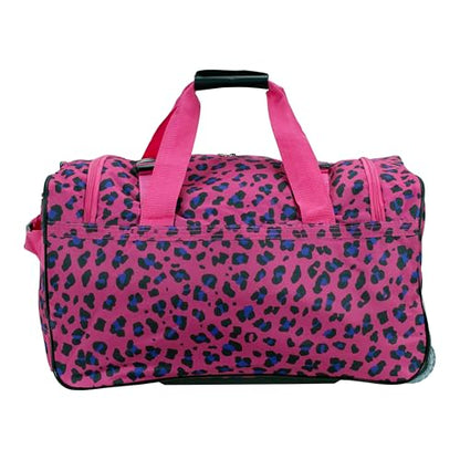 Rockland Rolling Duffel Bag, Black, 22" - color: Magenta Leopard, size: 22"