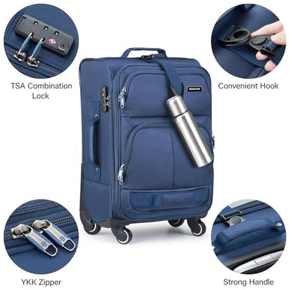 Hanke 2 Piece Softside Expandable Luggage Sets with Spinner Wheels - color: Blue, size: 2 Pc Set(20/28)