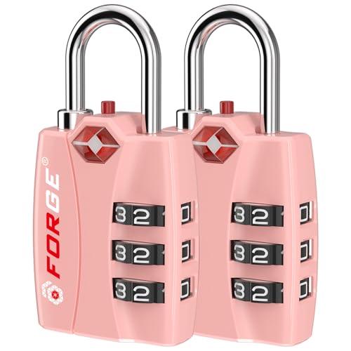 Forge TSA Approved Luggage Locks, Open Alert TSA Locks, Pink, 2 Pack - color: Pink 2PK