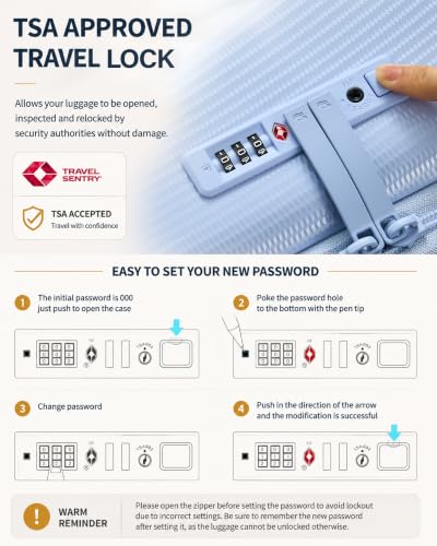 Hanke 28 Inch Top Opening Expandable Extra Large Luggage With TSA Lock，114L - color: Mist Blue, size: 28 Inch
