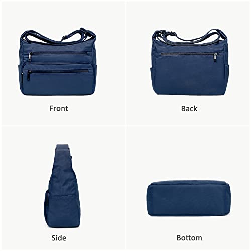 VOLGANIK ROCK RFID Purses for Women Fabric Nylon Multi Pocket Crossbody Bag Ladies Travel Handbag - color: Navy, size: Large