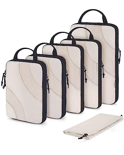BAGSMART Compression Packing Cubes for Travel - color: White Opal 6pcs, size: Set of 6