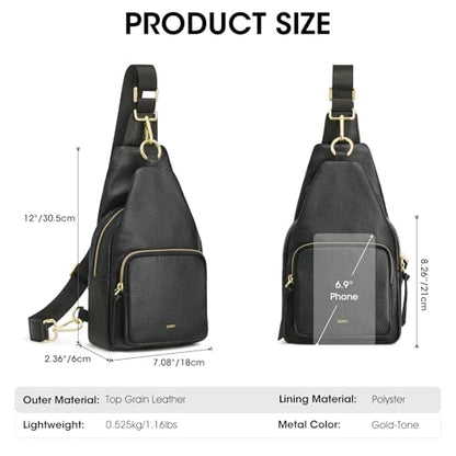 Kattee Small Leather Sling Bag for Women with RFID Blocking,Black - color: Black
