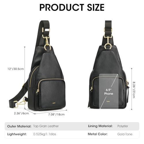 Kattee Small Leather Sling Bag for Women with RFID Blocking,Black - color: Black
