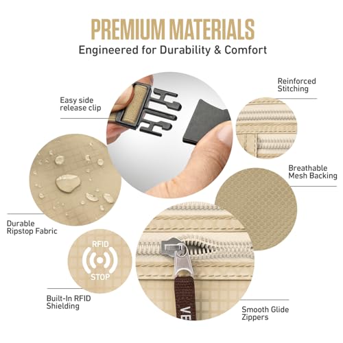 VENTURE 4TH Travel Money Belt with 7 RFID Sleeves - Beige - color: Beige