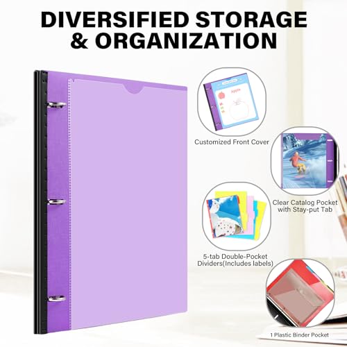 WOT I 2-Pack Telescoping Project Organizer, 1 Inch 3 Ring Binder, Purple - color: Purple, size: 2 Pack