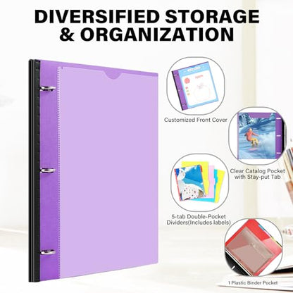 WOT I 2-Pack Telescoping Project Organizer, 1 Inch 3 Ring Binder, Purple - color: Purple, size: 2 Pack