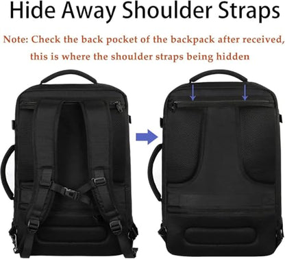 VECKUSON 30L Carry-On Backpack - TSA Approved for Flights, RFID Anti-Theft, Fits 17.3" Laptop, 19.7x13x6in, Heavy-Duty Weekender for Men/Women (Black) - color: Black