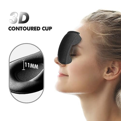 Sleep Mask for Men and Women, 3D Blackout Eye Mask for Side Sleepers, Ebony - color: Ebony