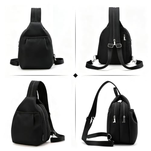 Rueesh Anti-Theft Backpack for Women, Multi-Pocket Crossbody Bag - color: Black