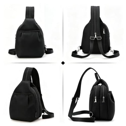 Rueesh Anti-Theft Backpack for Women, Multi-Pocket Crossbody Bag - color: Black