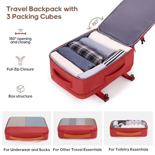 Luggage Sets 7 Piece,Hardside Large Checked Suitcase with Backpack Set - color: Red, size: 7-Piece Sets
