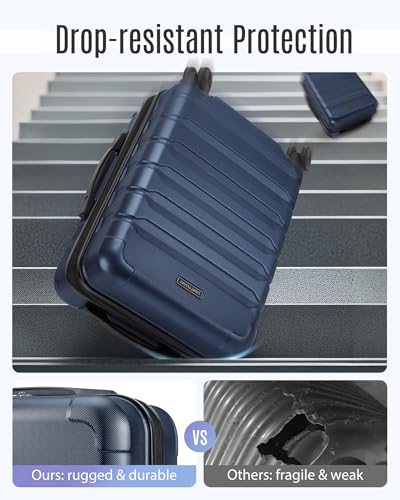 LIGHT FLIGHT Carry On Luggage 22x14x9 Airline Approved Suitcase, Dark Blue - color: Dark Blue
