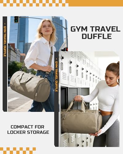 WISEPACK Gym Bag for Women with Shoe Compartment Travel Duffel Bag Brown - color: I1-Dark Brown