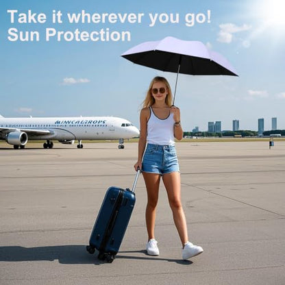 BAODINI Mini Travel Umbrella with UV Sun Protection, Compact Pocket-Size - color: B-Light Purple