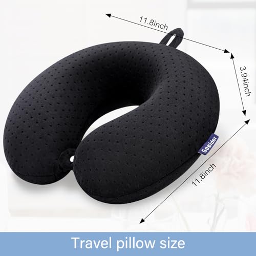 Travel Neck Pillow, Memory Foam Airplane Pillow, Black - color: Black