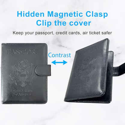 Passport Holder Cover, ACdream Protective Premium Leather RFID Blocking Wallet Travel Case for Passport/Credit Card/Air Ticket, - color: Black