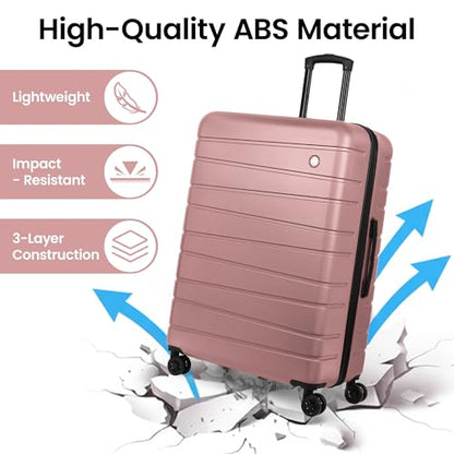 2-Piece Set(16/30in) Hardshell Suitcase w/Wheels,NO LOCK - color: Rose Gold, size: 2-Piece Set (16"/30'')