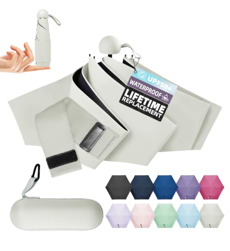Umbrella Travel Size Mini Umbrella with UPF 100+ UV Rain Protection - color: White