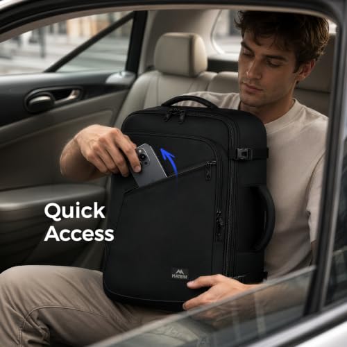 MATEIN Carry on Backpack, Extra Large Expandable Travel Backpack for Men - color: Black, size: X-Large