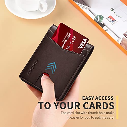 RUNBOX Wallet for Men -Slim Rfid Leather Mens Bifold Novelty Wallets 2 ID Window With Gift Box Men's Accessories - color: Classic Coffee-15 slots