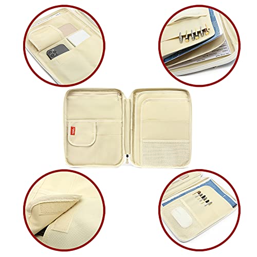 Document A4 Bag Case Waterproof Organizer Portfolio Office Travel Zipper Multi-Function Pouch - color: Blue Khaki