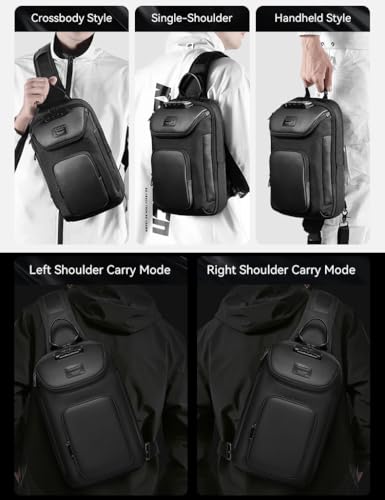 reeyee Sling Bag for Men, Anti-Theft Crossbody Bag for Travel and Hiking - color: Black