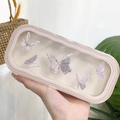Glasses Case Hard Shell, Clear Eyeglass Case, Cute Holder for Sunglasses and Reading Glasses - color: Butterfly