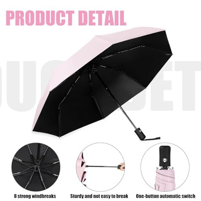 Jexine Windproof Travel Umbrella Compact Small - color: Pink