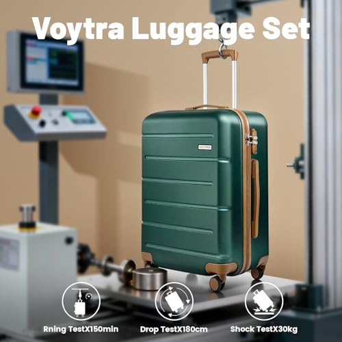 5 Piece Luggage Sets, Suitcases with Wheels ABS Hardshell Carry-On for Family and Business Travel | TSA Lock, 360° Silent Spinner Wheels(20/24/28/DB/TB Green) - color: Dark Green, size: 5 Piece Set (20/24/28/DB/TB)