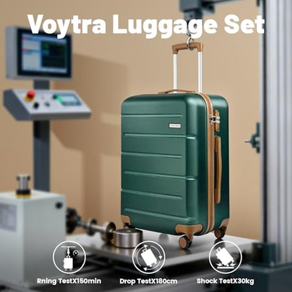 5 Piece Luggage Sets, Suitcases with Wheels ABS Hardshell Carry-On for Family and Business Travel | TSA Lock, 360° Silent Spinner Wheels(20/24/28/DB/TB Green) - color: Dark Green, size: 5 Piece Set (20/24/28/DB/TB)